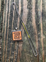 Western Block Letter 'B' Initial Leather Pendant Necklace
