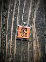 Western Block Letter 'C' Initial Leather Pendant Necklace
