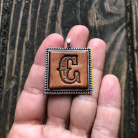 Western Block Letter 'C' Initial Leather Pendant Necklace