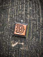 Western Block Letter 'D' Initial Leather Pendant Necklace
