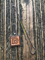 Western Block Letter 'D' Initial Leather Pendant Necklace