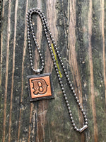 Western Block Letter 'D' Initial Leather Pendant Necklace
