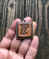 Western Block Letter 'F' Initial Leather Pendant Necklace