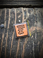 Western Block Letter 'F' Initial Leather Pendant Necklace