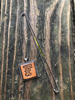 Western Block Letter 'F' Initial Leather Pendant Necklace