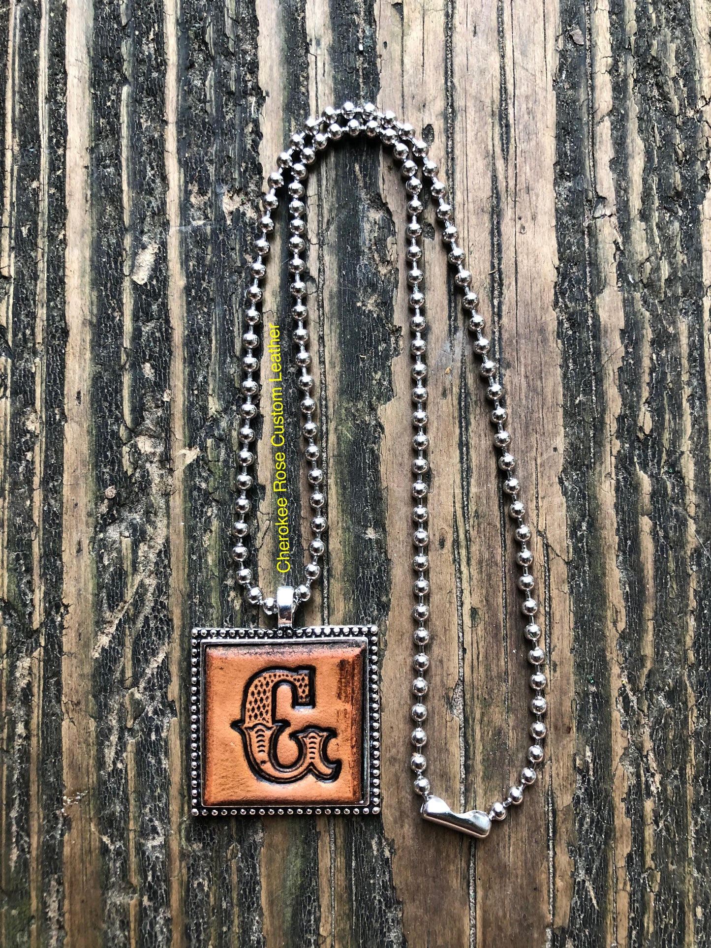 Western Block Letter 'G' Initial Leather Pendant Necklace