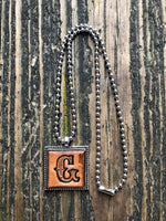 Western Block Letter 'G' Initial Leather Pendant Necklace