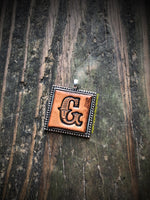 Western Block Letter 'G' Initial Leather Pendant Necklace