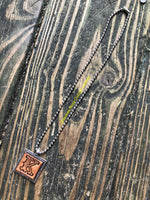 Western Block Letter 'K' Initial Leather Pendant Necklace
