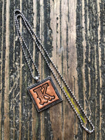 Western Block Letter 'K' Initial Leather Pendant Necklace