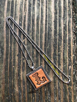 Western Block Letter 'L' Initial Leather Pendant Necklace