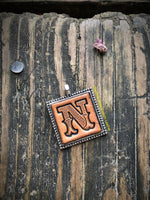 Western Block Letter 'N' Initial Leather Pendant Necklace