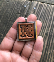 Western Block Letter 'N' Initial Leather Pendant Necklace