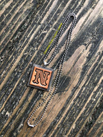 Western Block Letter 'N' Initial Leather Pendant Necklace