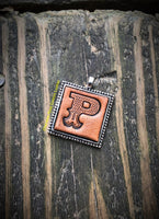 Western Block Letter 'P' Initial Leather Pendant Necklace