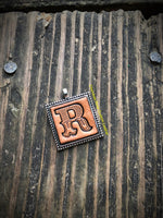 Western Block Letter 'R' Initial Leather Pendant Necklace