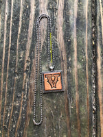 Western Block Letter 'V' Initial Leather Pendant Necklace