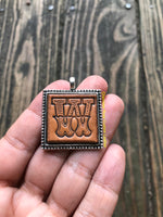 Western Block Letter 'W' Initial Leather Pendant Necklace