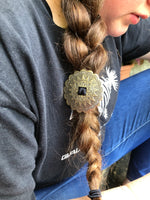 Large Bronze Slotted Concho Hair Tie - Peyote Rose