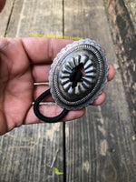 Large Santa Fe Slotted Concho Hair Tie - Peyote Rose