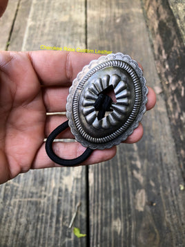Large Santa Fe Slotted Concho Hair Tie - Peyote Rose