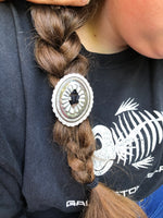 Large Santa Fe Slotted Concho Hair Tie - Peyote Rose