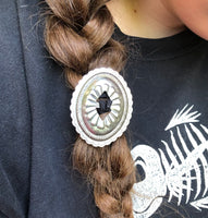 Large Santa Fe Slotted Concho Hair Tie - Peyote Rose