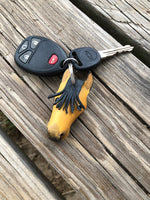 Hand Painted Buckskin Horse Head Leather Keychain