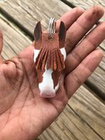 Hand Painted Paint Horse Head Leather Keychain