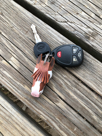 Hand Painted Paint Horse Head Leather Keychain
