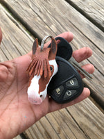 Hand Painted Paint Horse Head Leather Keychain