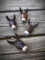 Hand Painted Longear Mule Head Leather Keychain