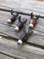 Hand Painted Longear Mule Head Leather Keychain
