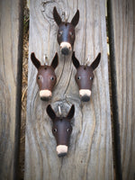 Hand Painted Longear Mule Head Leather Keychain