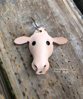 Momma Cow Leather Keychain