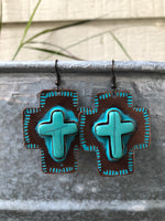 Southwestern Tribal Cross Metal Earrings