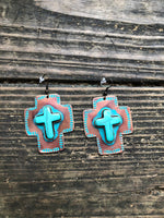 Southwestern Tribal Cross Metal Earrings