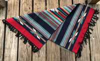 20" x 34" Navy and Red Southwestern Throw Rug