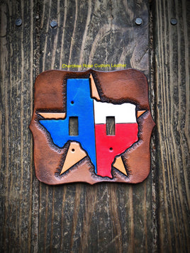 Painted Texas Double Leather Light Switch Cover - Peyote Rose