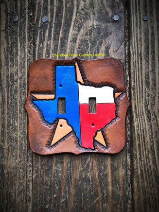 Painted Texas Double Leather Light Switch Cover - Peyote Rose
