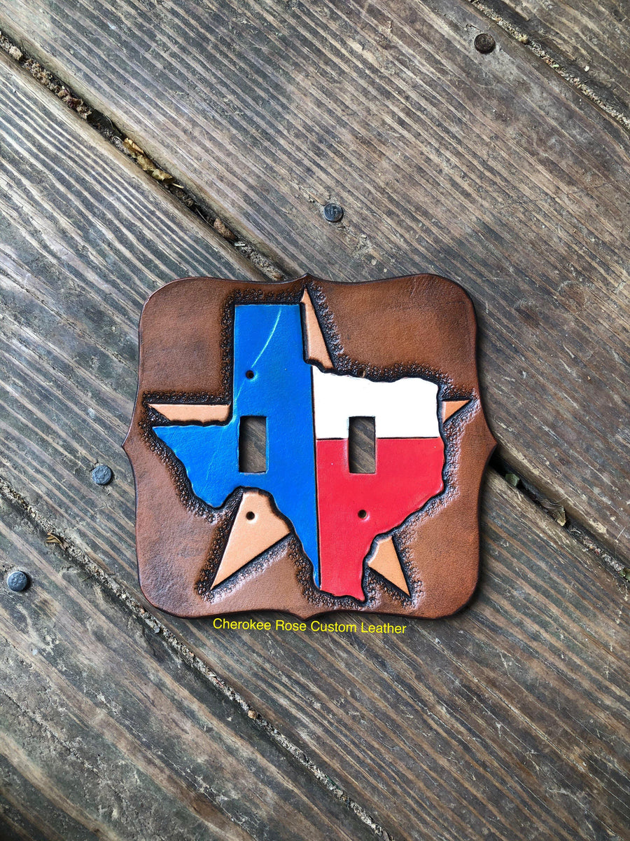 Custom Order - Painted Texas Double Leather Light Switch Cover ...