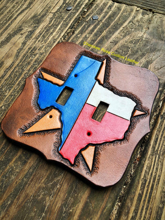 Painted Texas Double Leather Light Switch Cover - Peyote Rose