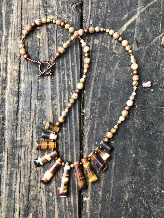 Handmade Picture Jasper and Agate Southwest Necklace