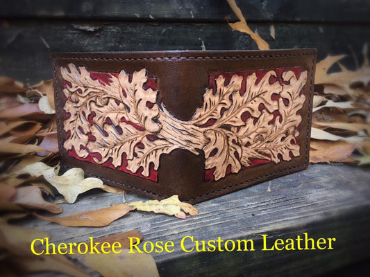 Custom Hand Carved Leather Bifold Wallet – Handmade Personalized Wallet