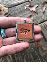 Running Horse Stamped Leather Pendant Necklace