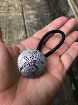 Antiqued Silver Sand Dollar Concho Hair Tie - Peyote Rose