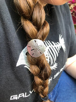 Antiqued Silver Sand Dollar Concho Hair Tie - Peyote Rose