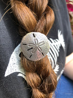Antiqued Silver Sand Dollar Concho Hair Tie - Peyote Rose