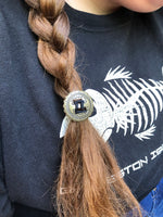 Small Antiqued Bronze Slotted Concho Hair Tie - Peyote Rose