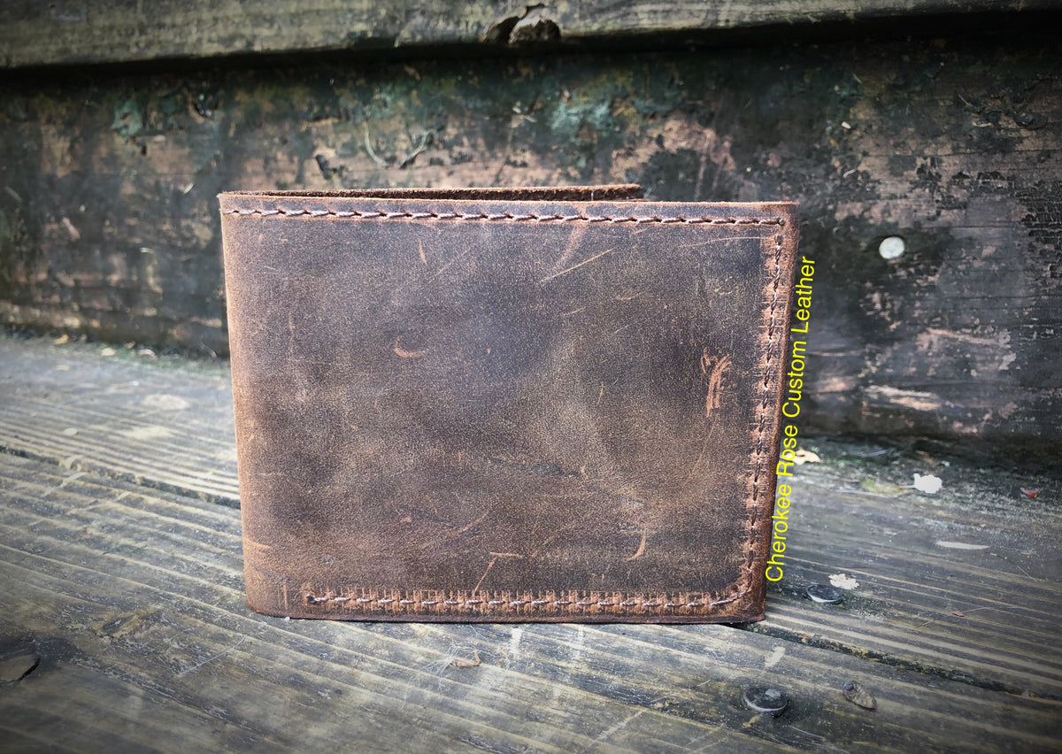 Handmade Oil Tanned Leather Bifold Wallet | Custom Men's Wallet
